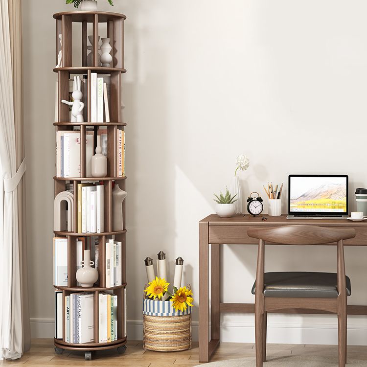 Scandinavian Style Bookshelf with Casters Bookcase for Home Office Study Room