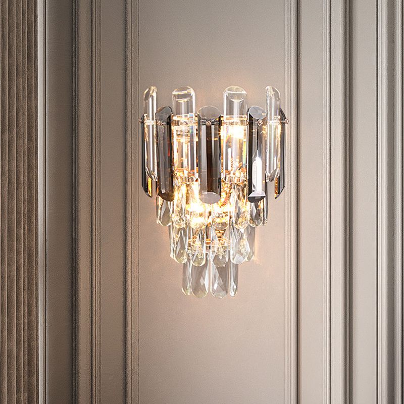 Geometric Shade 3-Lights Wall Sconce Modern Style Crystal Wall Mount Light Fixture