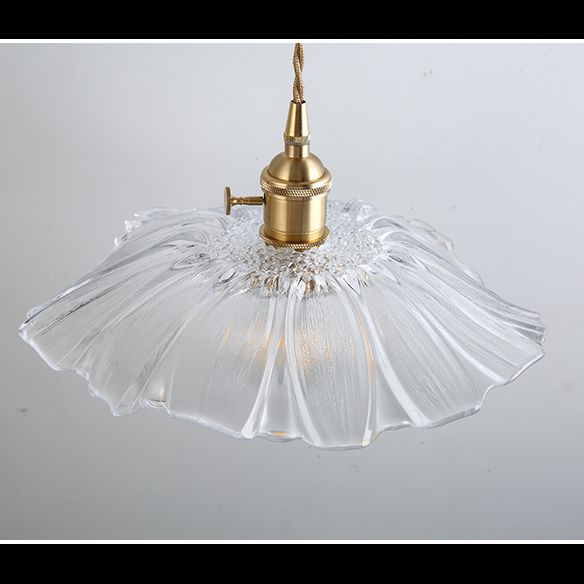 Flower Shape Shade Ceiling Pendant Lamp Vintage Industrial Clear Glass Hanging Light