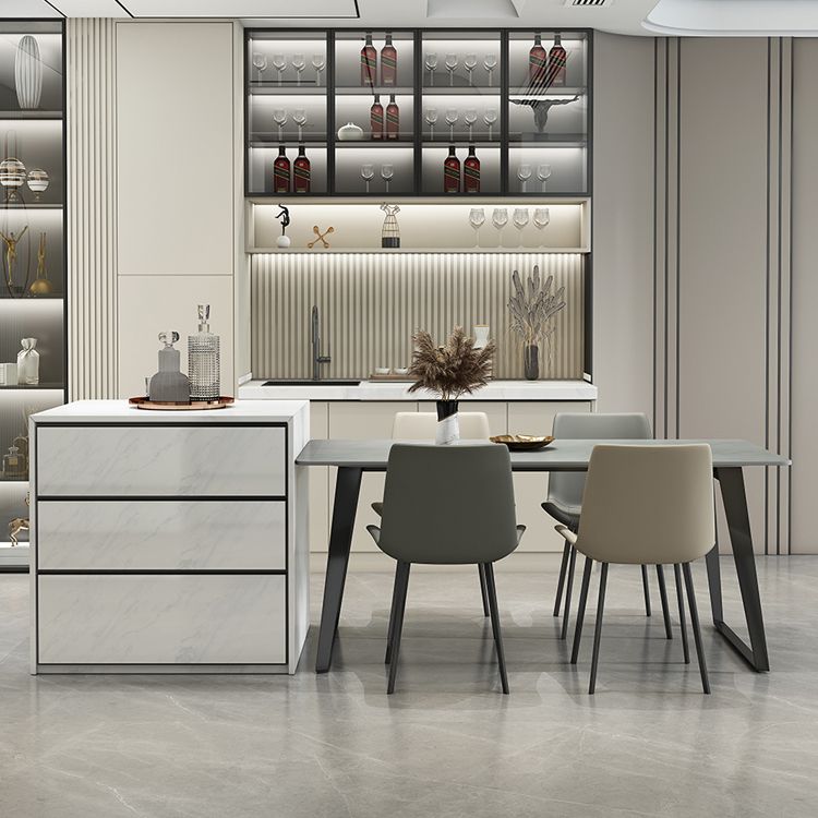 Modern Gray in Stone Table Rectangle Dining Room Table for Kitchen