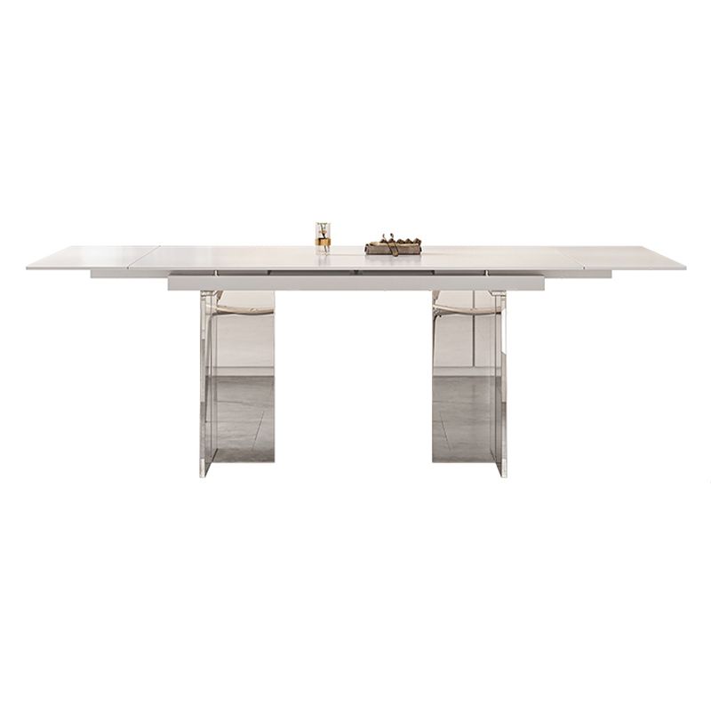 White Dining Table Set 1/4/5/7 Pieces with Acrylic Base Kitchen Furniture Set