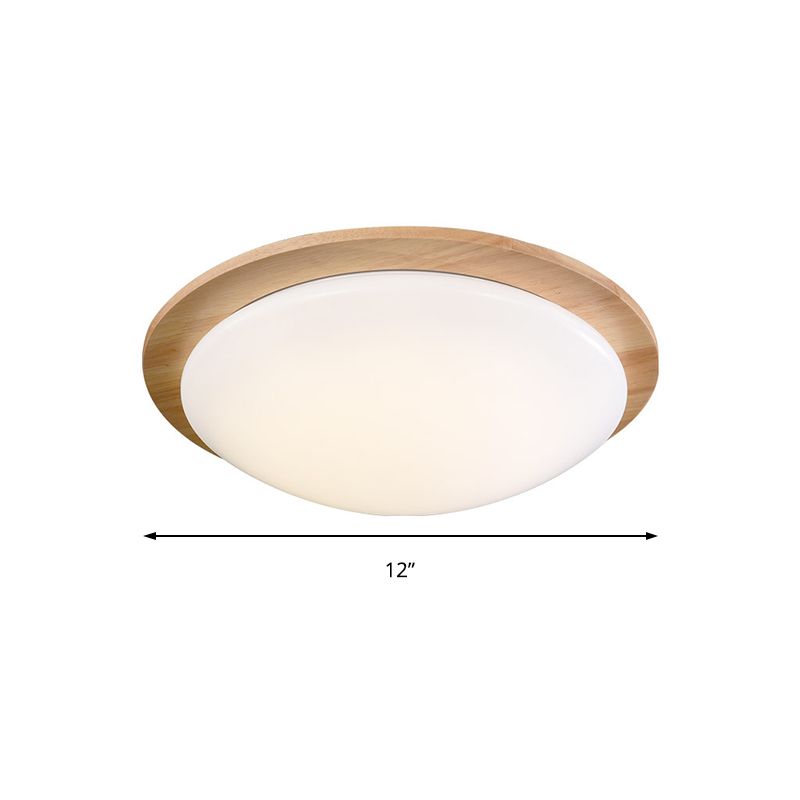 12 "/ 15" large sphérique encastré acrylique moderne beige LED encastré lumière avec auvent en bois
