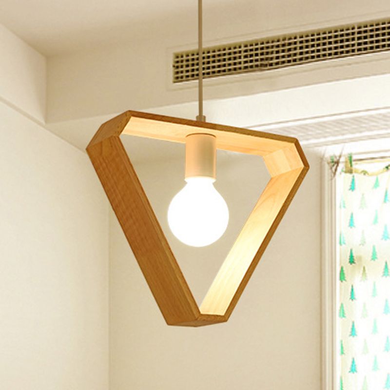 Geometric Pendant Lighting Fixture Modern Wooden Hanging Ceiling Light for Dinning Room