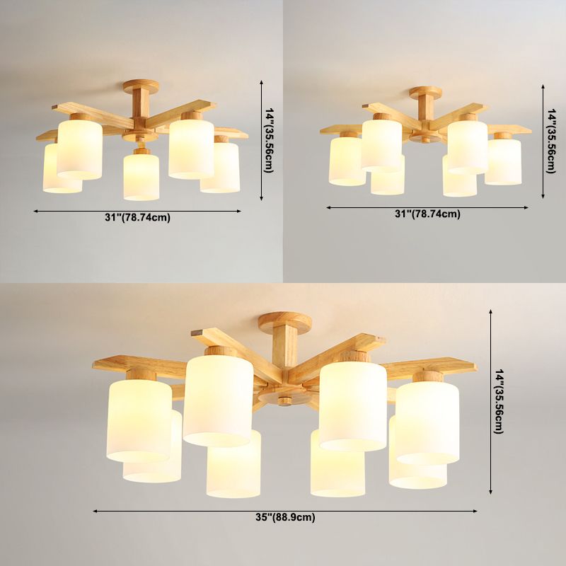 Moderne Flush -Leuchten Holzzylinder Flush Mount Lampe in Braun für Wohnzimmer