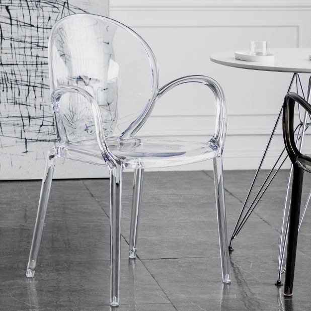 Nordic Style Acrylic Arm Dining Chair for Restaurant, 17-inch Height