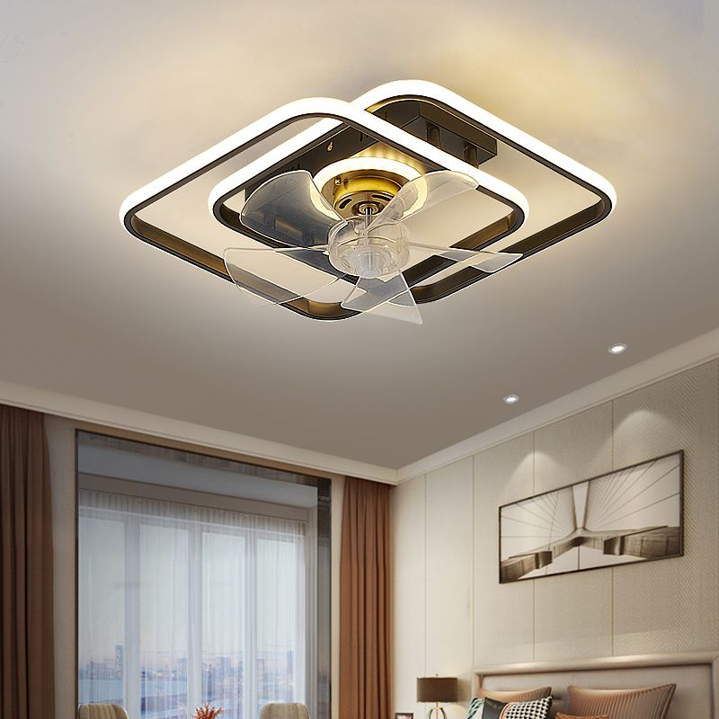 3-Lights Modern LED Fan Light Metal Geometric Flush Mount Light for Living Room