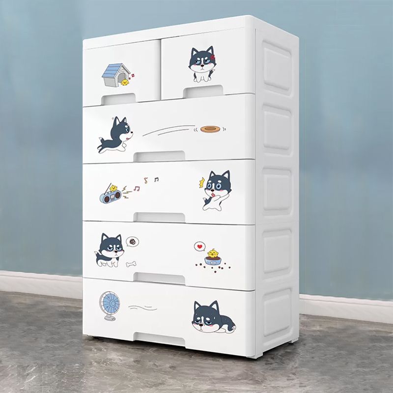 Contemporary Wardrobe White Color Plastic Wardrobe Closet with Drawers