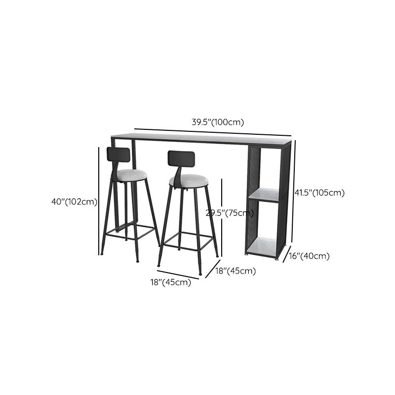 Modern Bar Table Set 1/3 Pieces Faux Marble Rectangle Bistro Set for Indoor