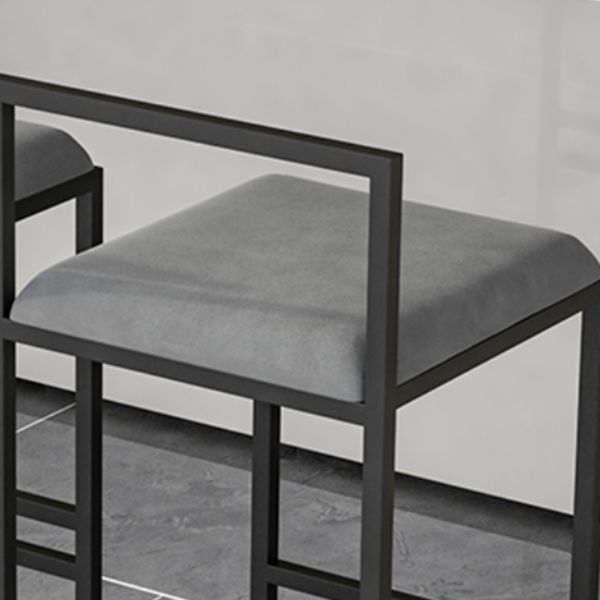 Modern Backrest Counter Stool Iron Kitchen Bar Stool with Velvet Cushion and Pedal