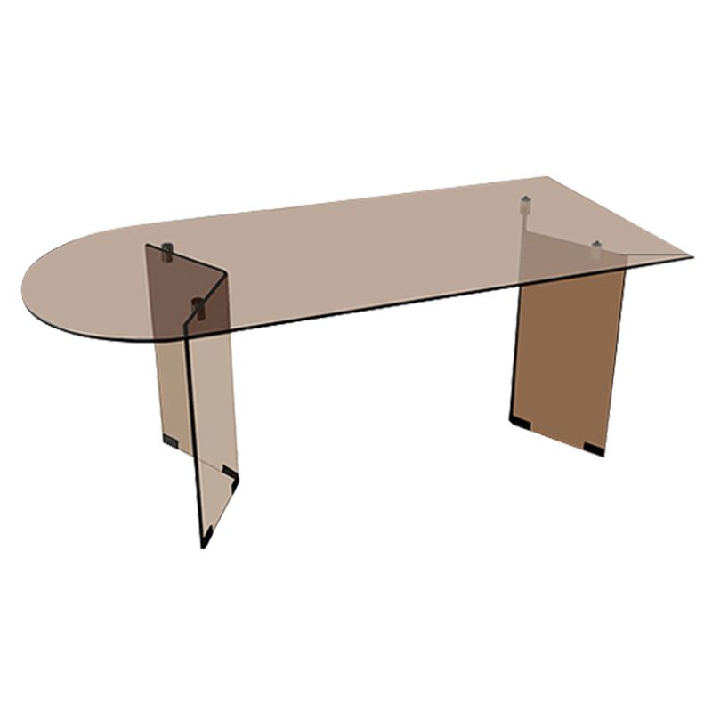 Glass Contemporary Free Form Dining Table Glass Table for Dining Room and Kitchen