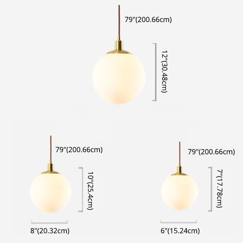 1 Light Spherical Pendant Lamp Modern Minimalist Opal Glass Hanging Lamp for Living Room