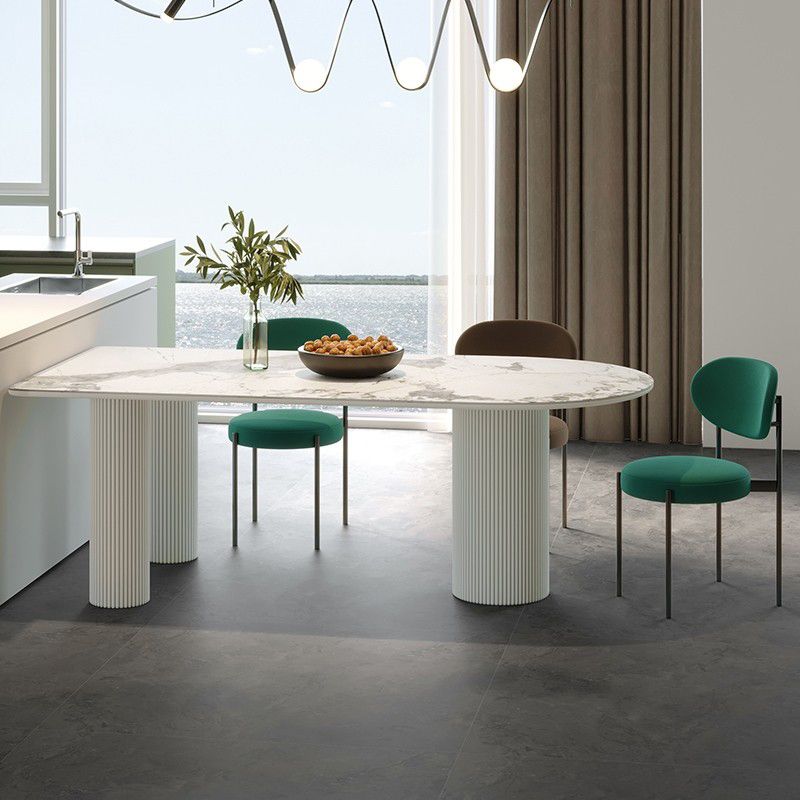 Sintered Stone Top Free Form White Table for Restaurant Modern Dining Table with 3 Legs