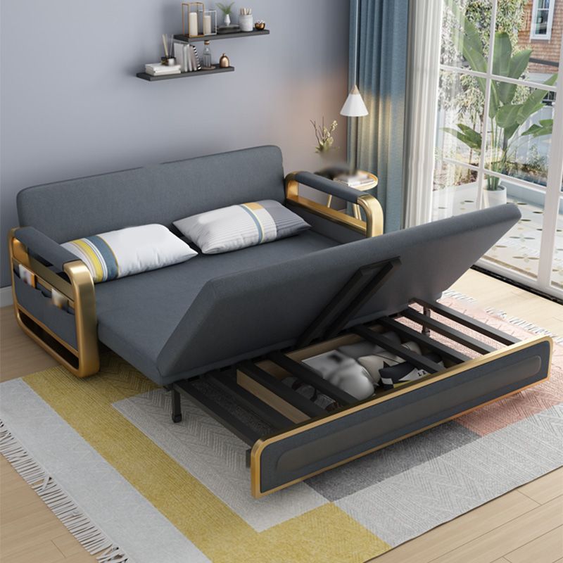 Faux en cuir en métal en métal convertible canapé futon lit