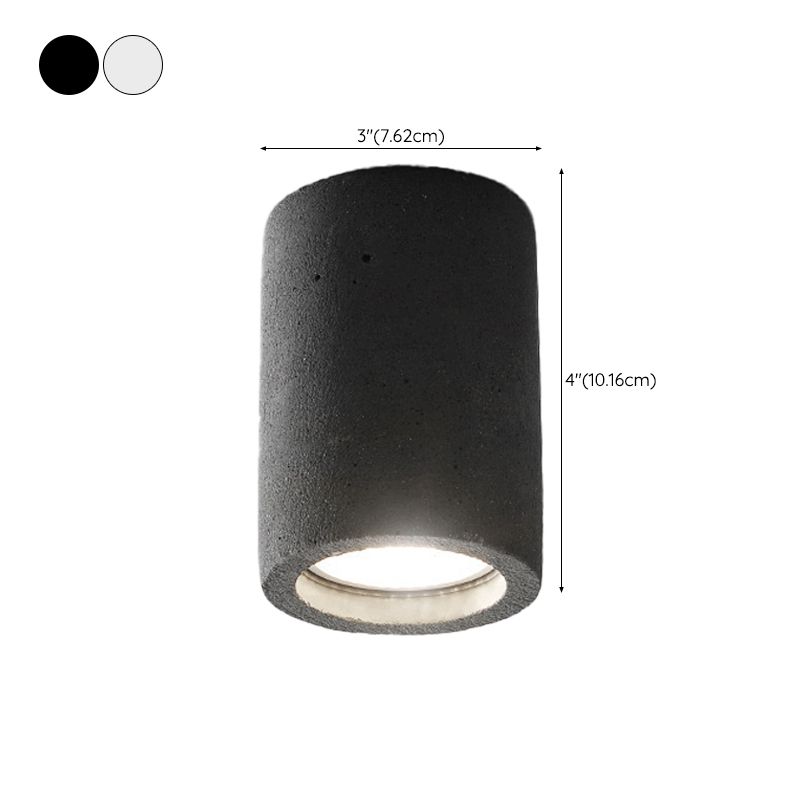 Modern LED Ceiling Flush Cylinder Black / White Cement Flush Mount