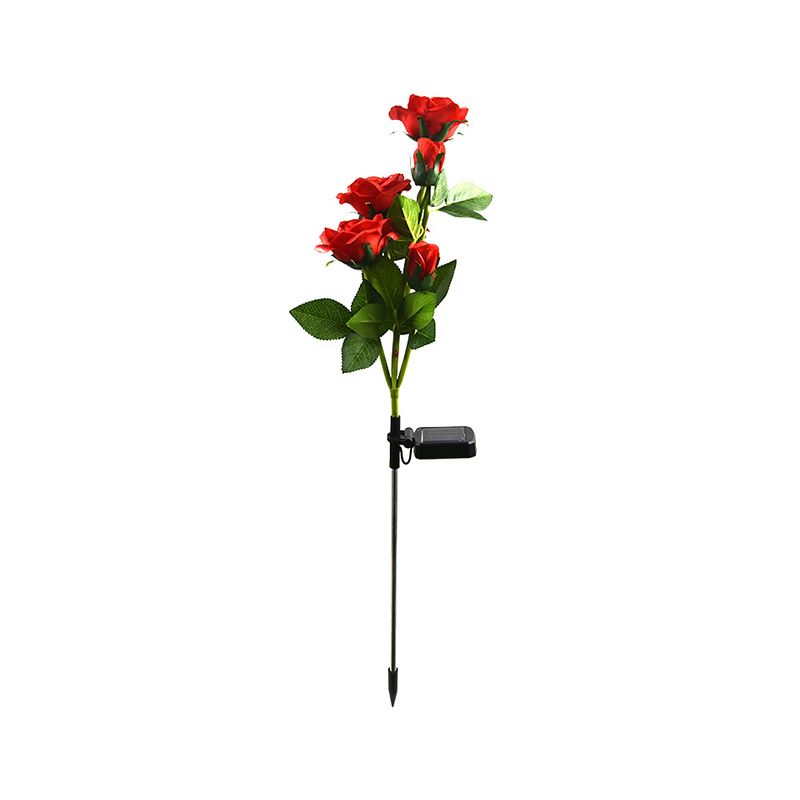2 Pcs Rose Bouquet Shape Courtyard LED Stake Light Plastic Modern Solar Lawn Lighting