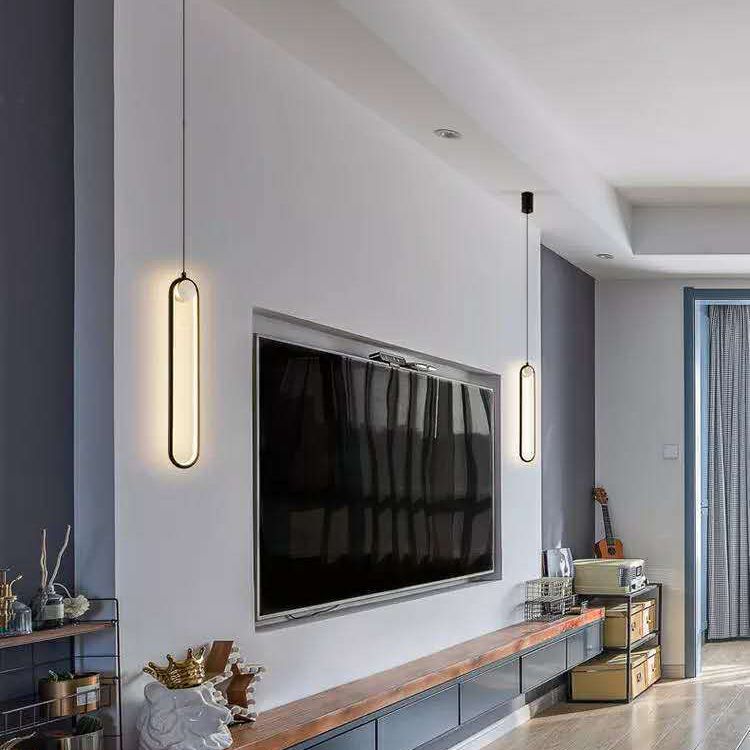 Minimalism Metal LED Hanging Ceiling Light 1-Light Linear Ceiling Pendant Light