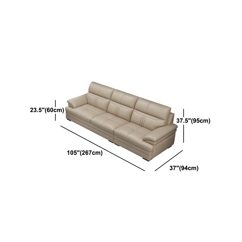 Pillow Top Arm Sectional Sofa 37.4"High Leather Cushion Back Sofa,Beige