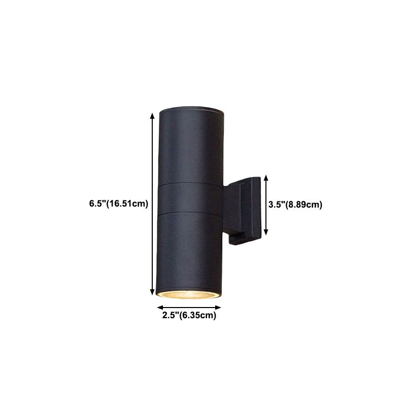 2 Light Cylindrical Wall Sconce Modern Style Metal Wall Lighting for Outdoor