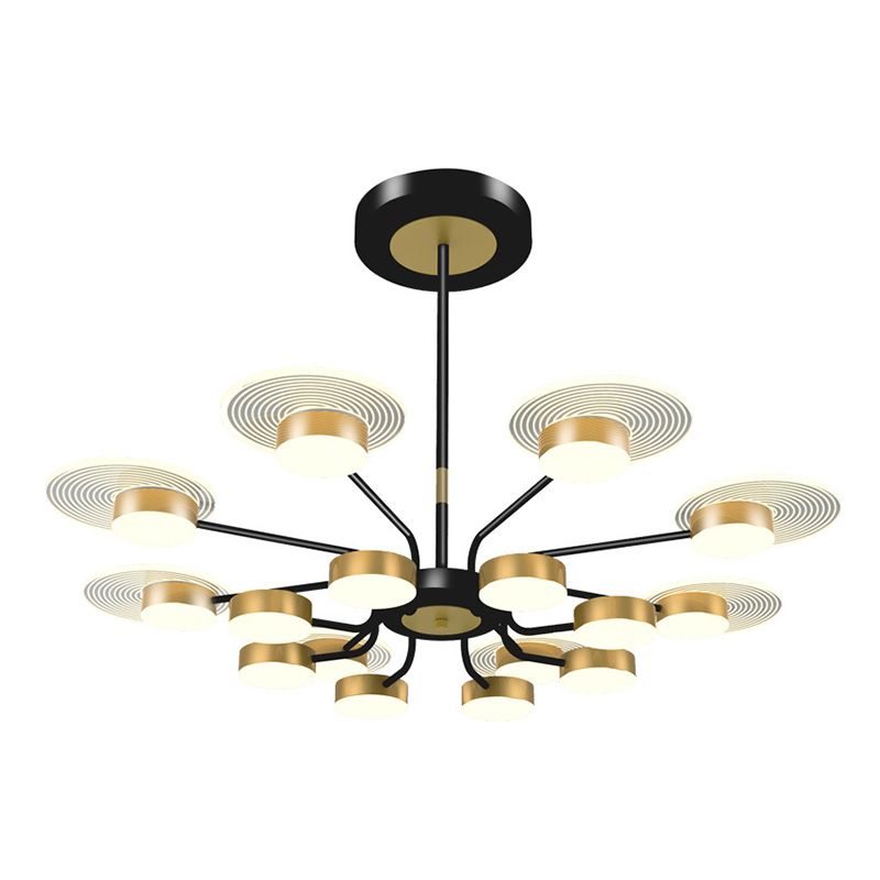 Bloemen woonkamer kroonluchter verlichting acryl minimalistische led hanger lamp in black-gold