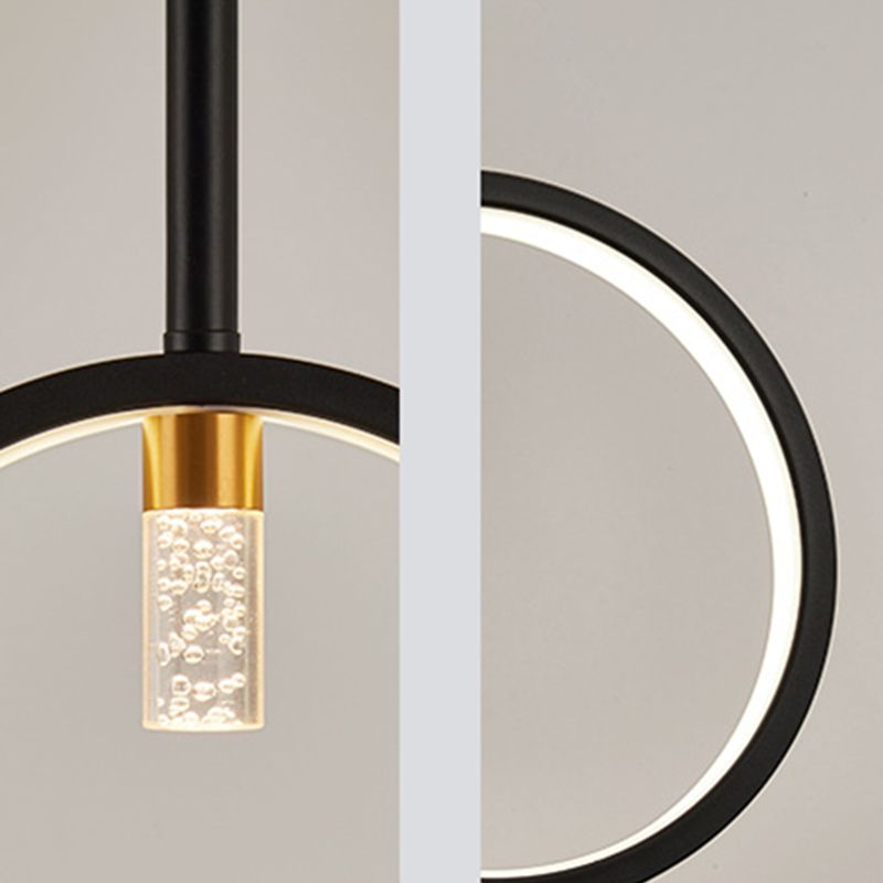 Luz de hierro forjado de isla lineal creativa moderna Luz de hierro forjado con sombra de silicona