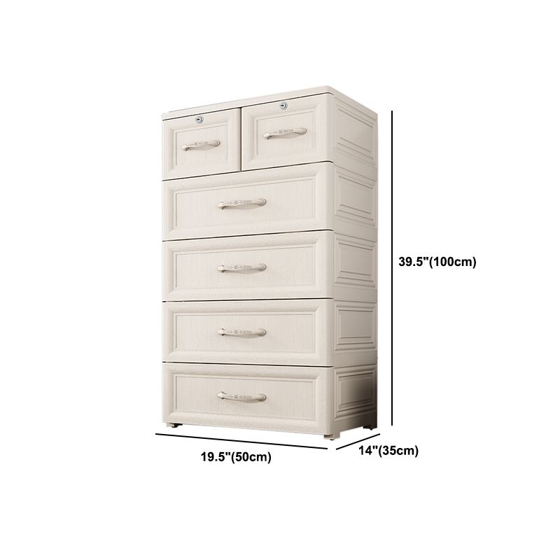 Contemporary Style Wardrobe Plastic Bedroom Wardrobe Closet With 6-Drawer
