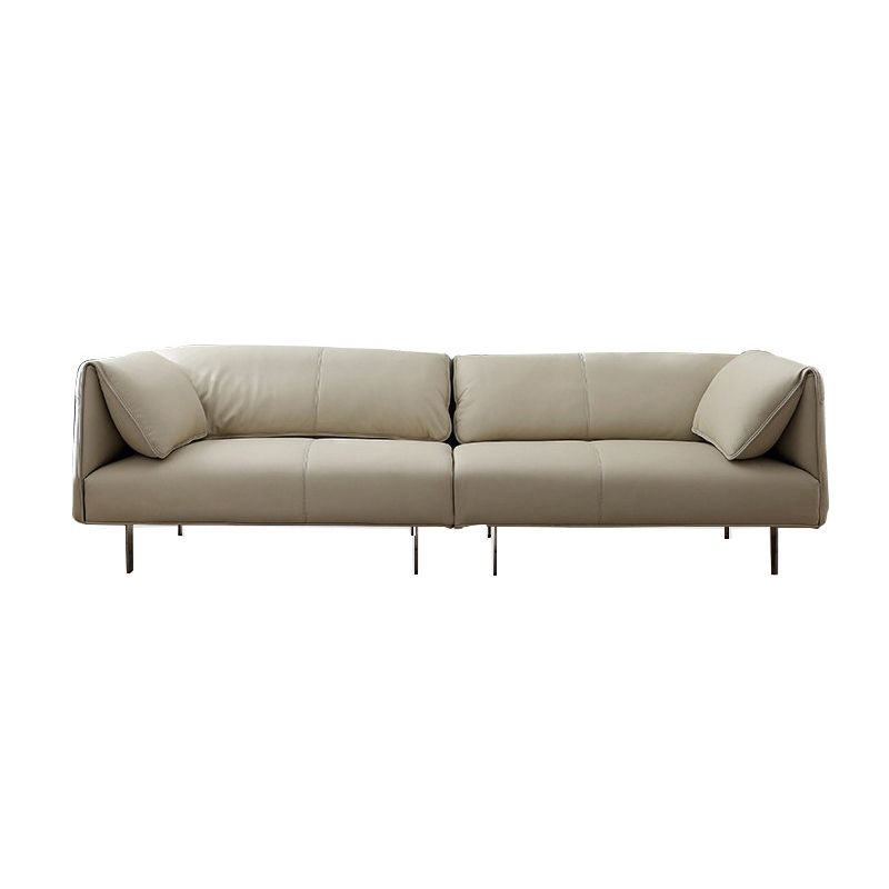 Sewn Pillow Back Sofa Modern Faux Leather Pillow Top Arm Seating - 26.77" H