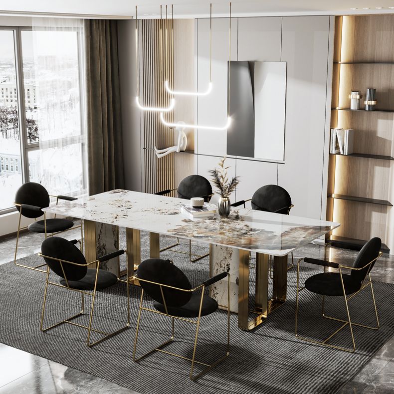 Glam Style Dining Rectangle Table Dining Sintered Stone Table for Home