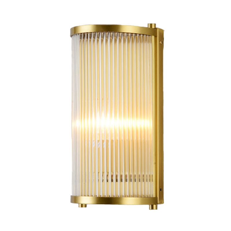 Gold Rectangular/Cylinder Wall Sconce Light Modern 1/2 Lights Fluted Crystal Wall Light Fixture for Living Room