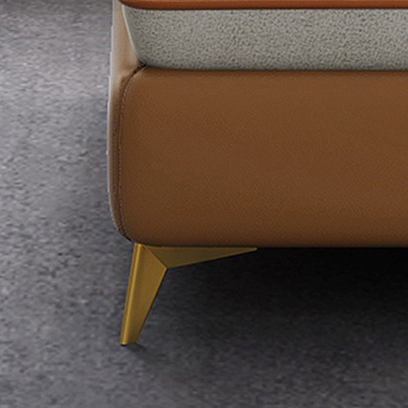 Scandinavian 37.4 " H Faux Leather Flared Arm Sofa & Chaise for Living Room