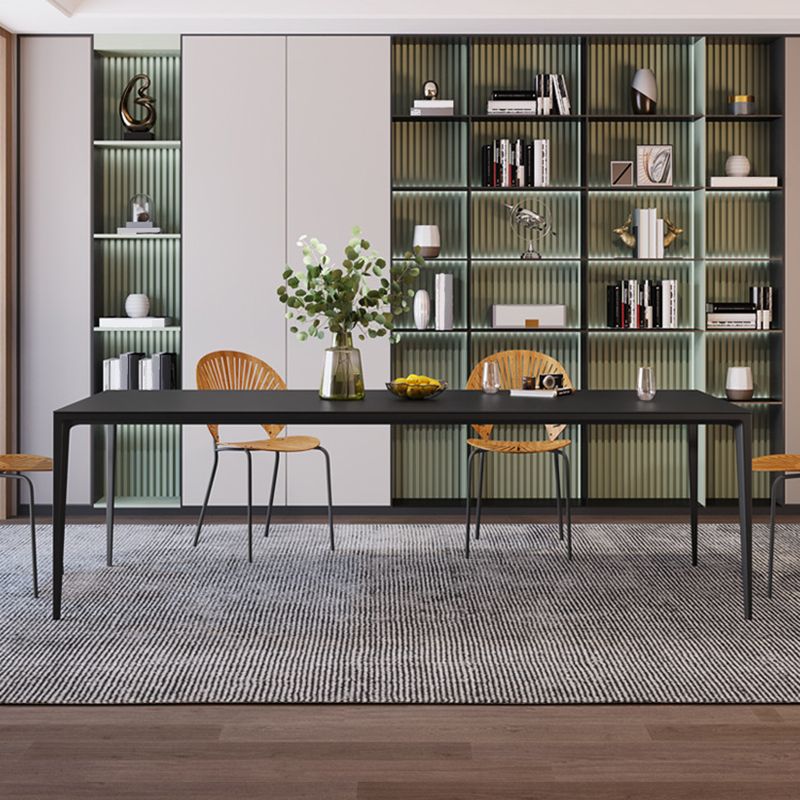 Black Stone Dining Table Contemporary Dining Table with 4 Legs