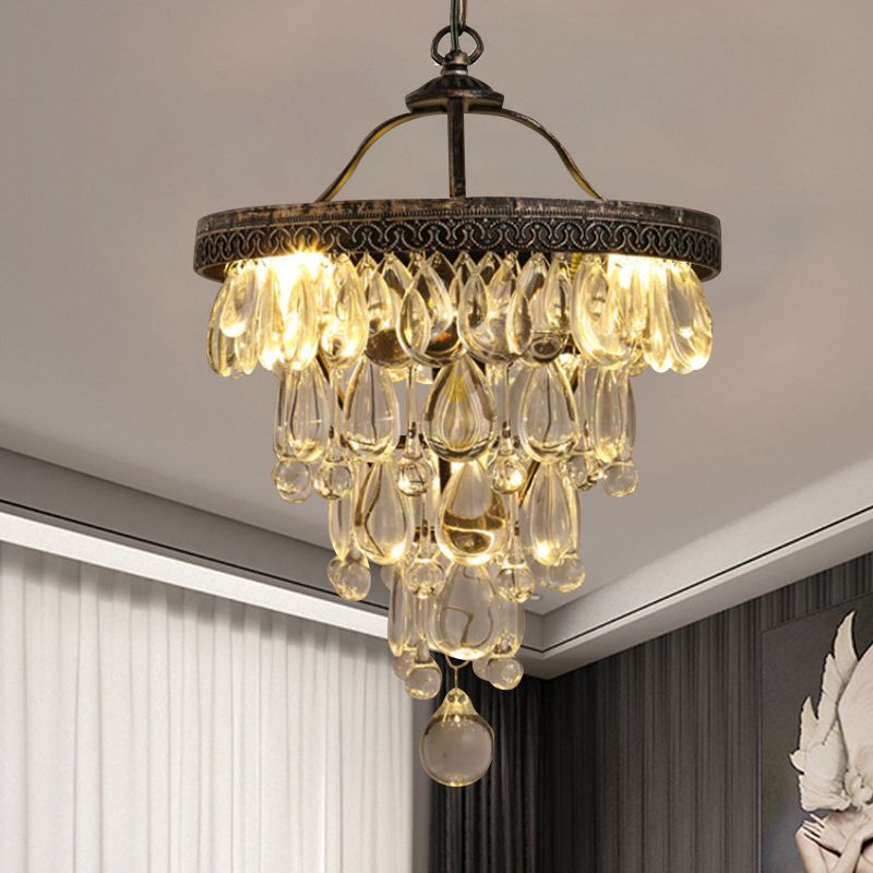 Lampada lampada lampada da lampada da salotto lacrima lampada in bronzo a 3 luci a 3 luci con design a strati