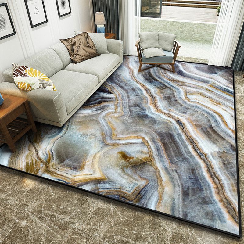 Art Deco Nordic Rug Multi Color 3D Marble Print Carpet Anti-Slip Stain Resistant Pet Friendly Rug for Great Room
