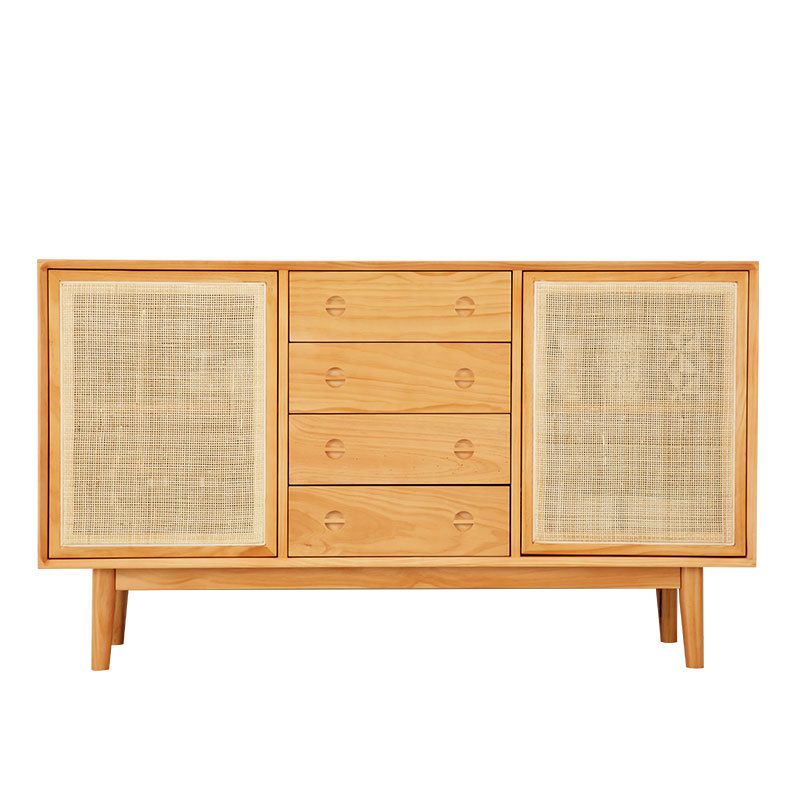 Contemporary Cabinet Solid Wood With Doors 4 - Drawer Accent Cabinet
