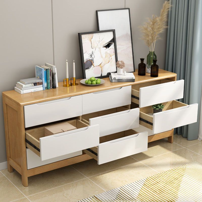 Contemporary Horizontal Double Dresser Wooden Storage Dresser for Bedroom