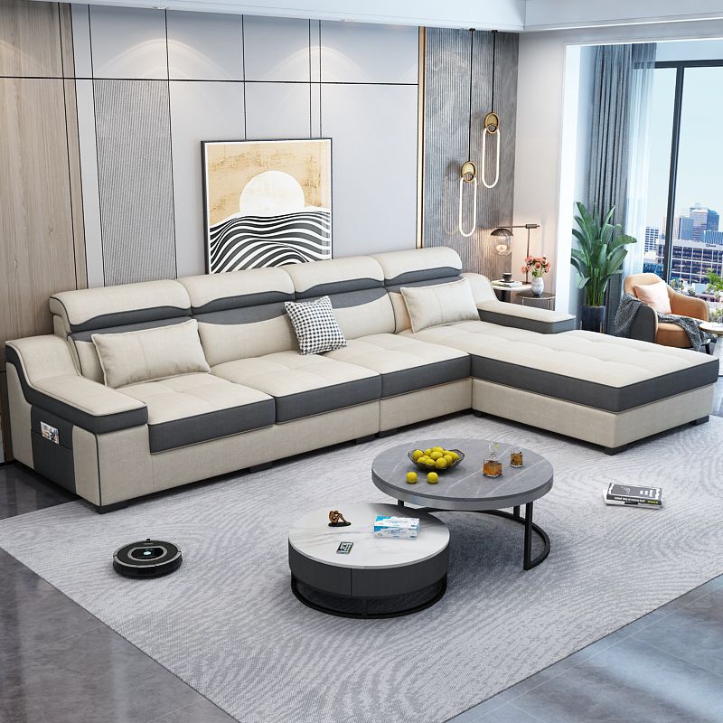 133.86"D x 70.87"W x 35.43"H Modern Removable Cushions Scooped Arm Sectionals with Storage