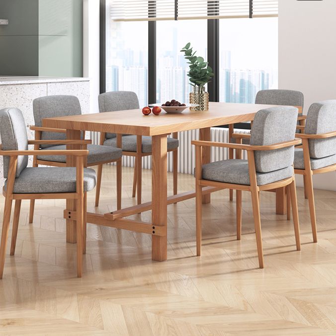 Rectangle Pine Wood Table for Restaurant Modern Dining Table with Trestle Base