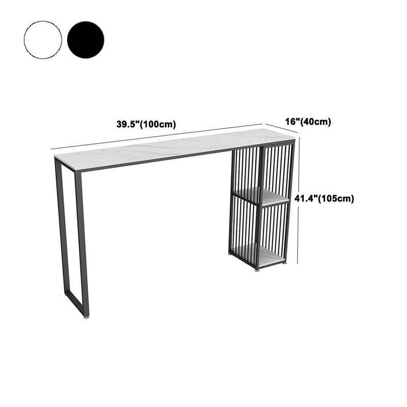 1/3 Pieces Glam Iron Bar Table Set Rectangle Stone Top Bistro Set with Shelf