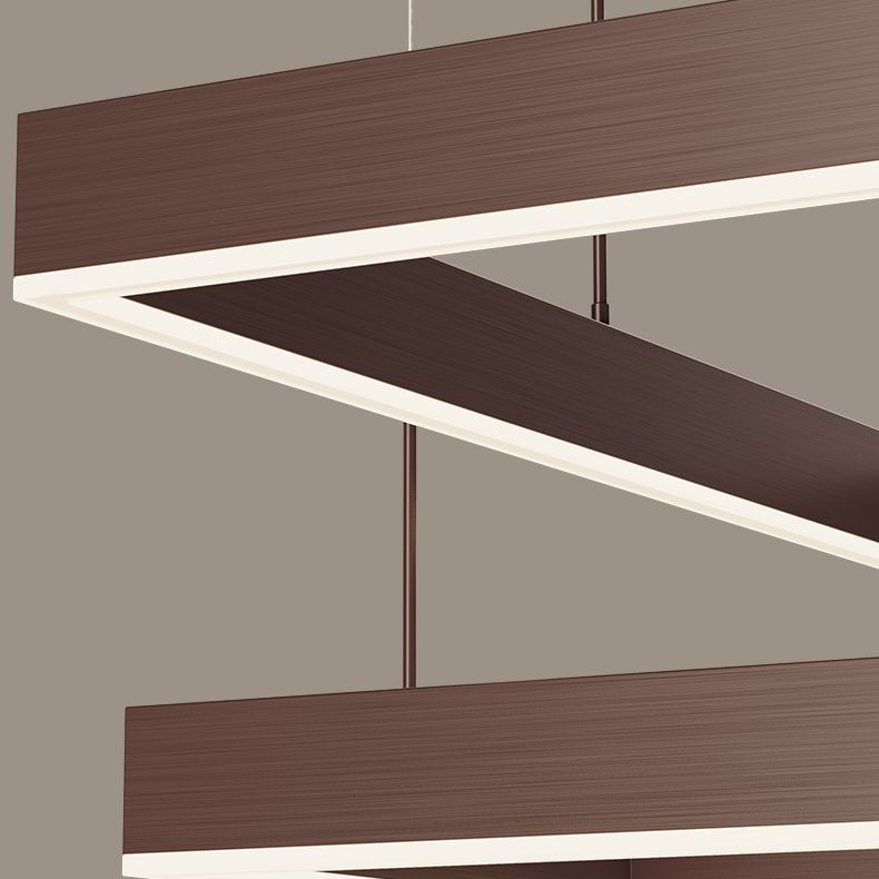 Modern Rectangle Shape Chandelier Lights Metal Chandelier Lighting Fixtures in Brown