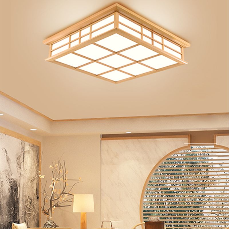 Luminaires encastrés carrés, lampe encastrée moderne beige avec abat-jour en acrylique