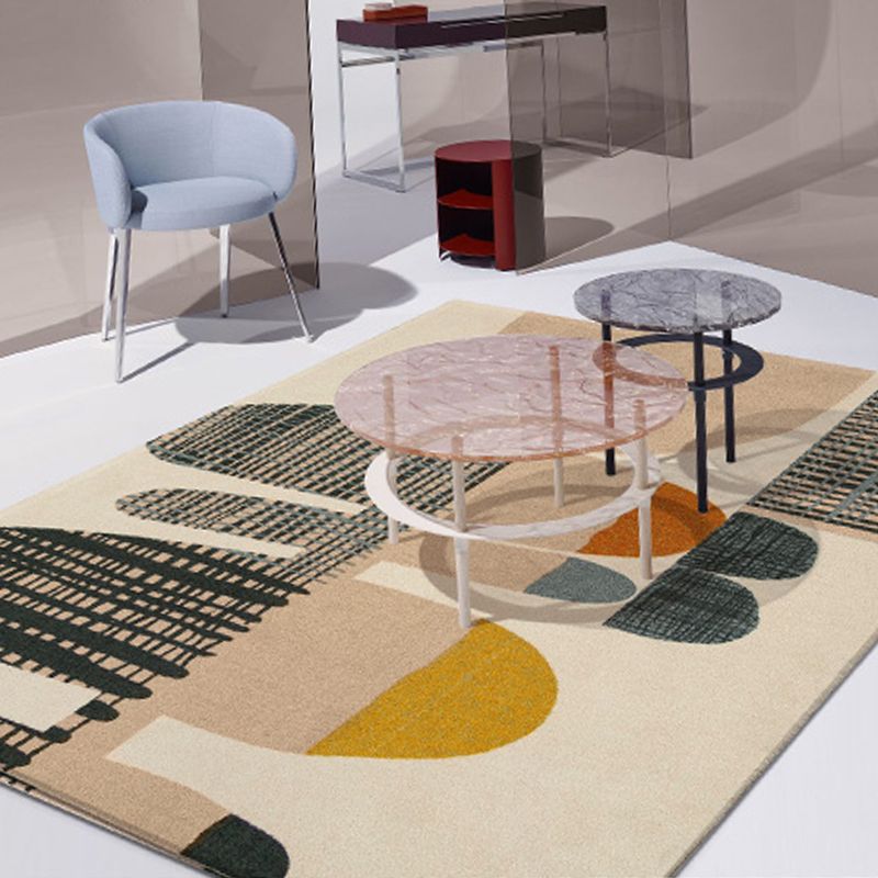 Multicolor Trendy Area Rug Polyester Abstract Print Rug Anti-Slip Backing Indoor Rug for Living Room