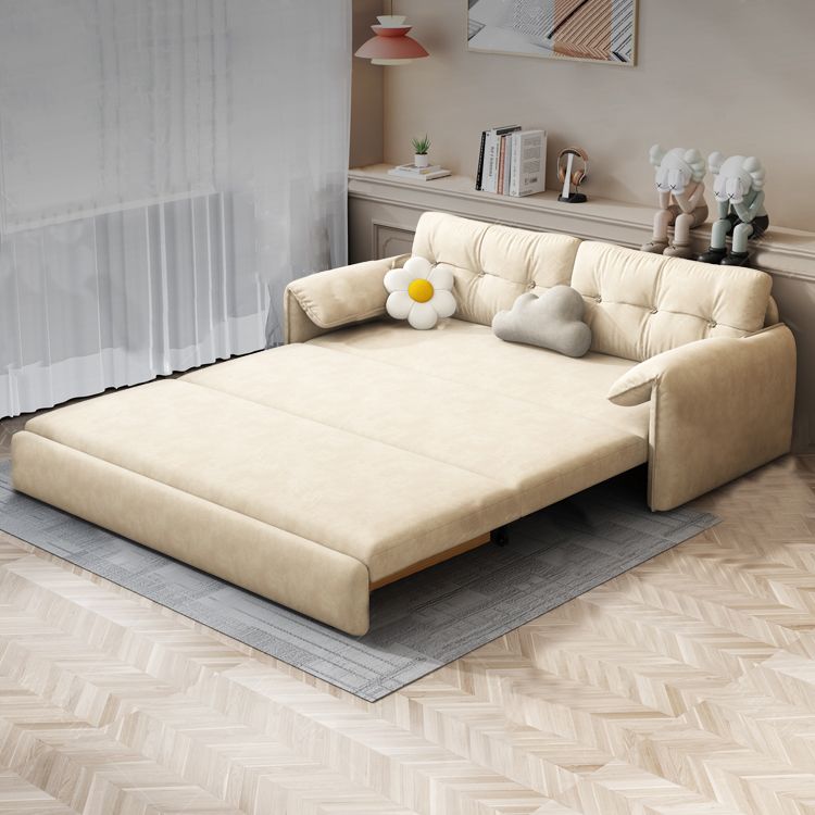 31" Wide Scandinavian Sofa Futon Faux Leather White Sleeper Sofa