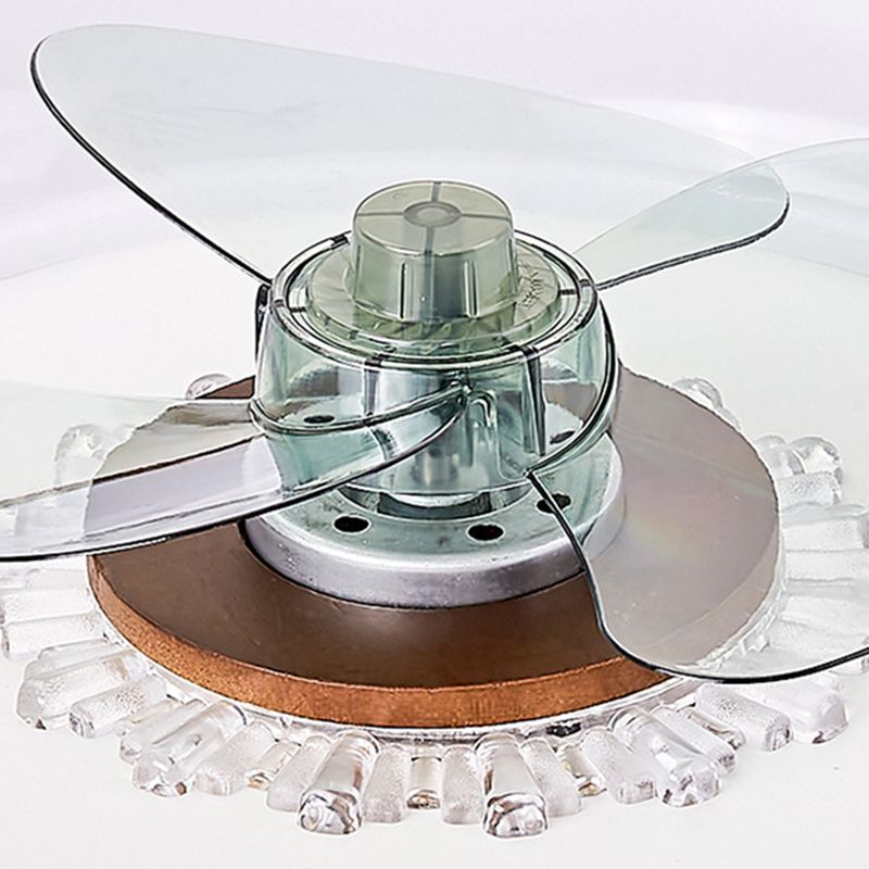 Wooden Ceiling Fan Light LED Ceiling Mount Lamp with Acrylic Shade for Bedroom