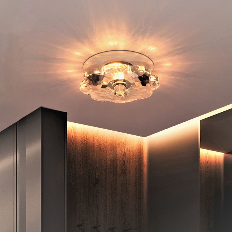 3.9 Zoll breite Mini Kristall Deckenleuchte Moderne Einfachheitsblume geformte Beleuchtungs-Befestigung für Schlafzimmer mit Metallüberdachung