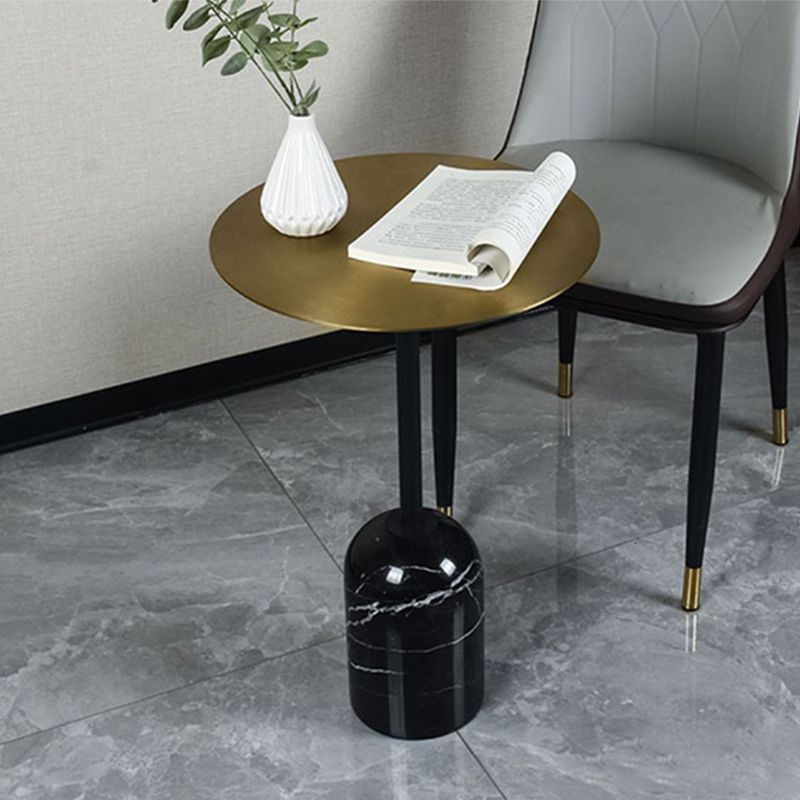 Contemporary Metal End Table Round Pedestal Accent Side Table