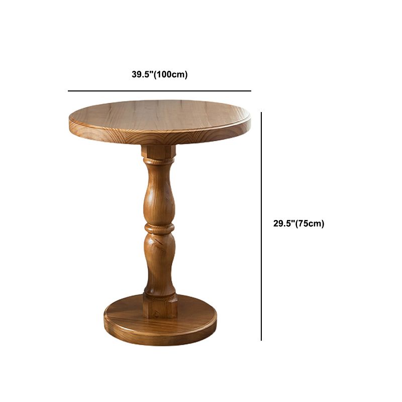 Modern Round Solid Wood Coffee Table 29.5"H Pedestal Cocktail Table