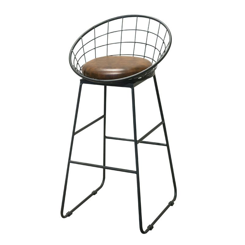 Dining Room Industrial Style Barstool Iron Pedestal Bar Stool with Pedal