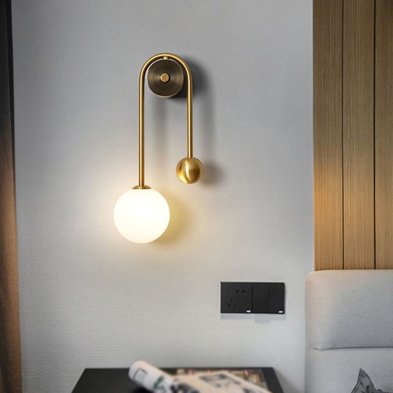 Light Luxury Style Wall Mount Light Copper Ball Shape Wall Lamp for Bedroom