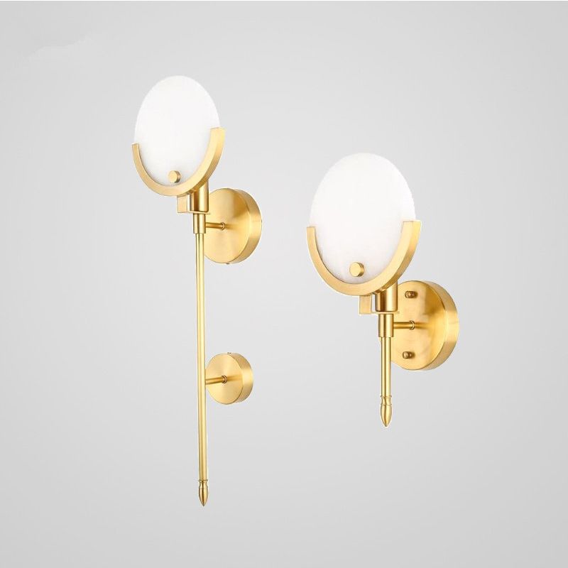 Stone Round Sconce Light Contemporary 1 Head Wall Mount Lighting in Gold