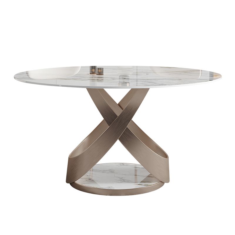 Modern 1/4/5/7 Pieces Dinette Set with White Sintered Stone Round Dining Table Set