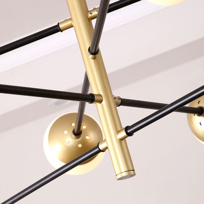 Postmodern Multi Head Chandelier Light Fixtures Metal and Glass Hanging Chandelier for Cafe